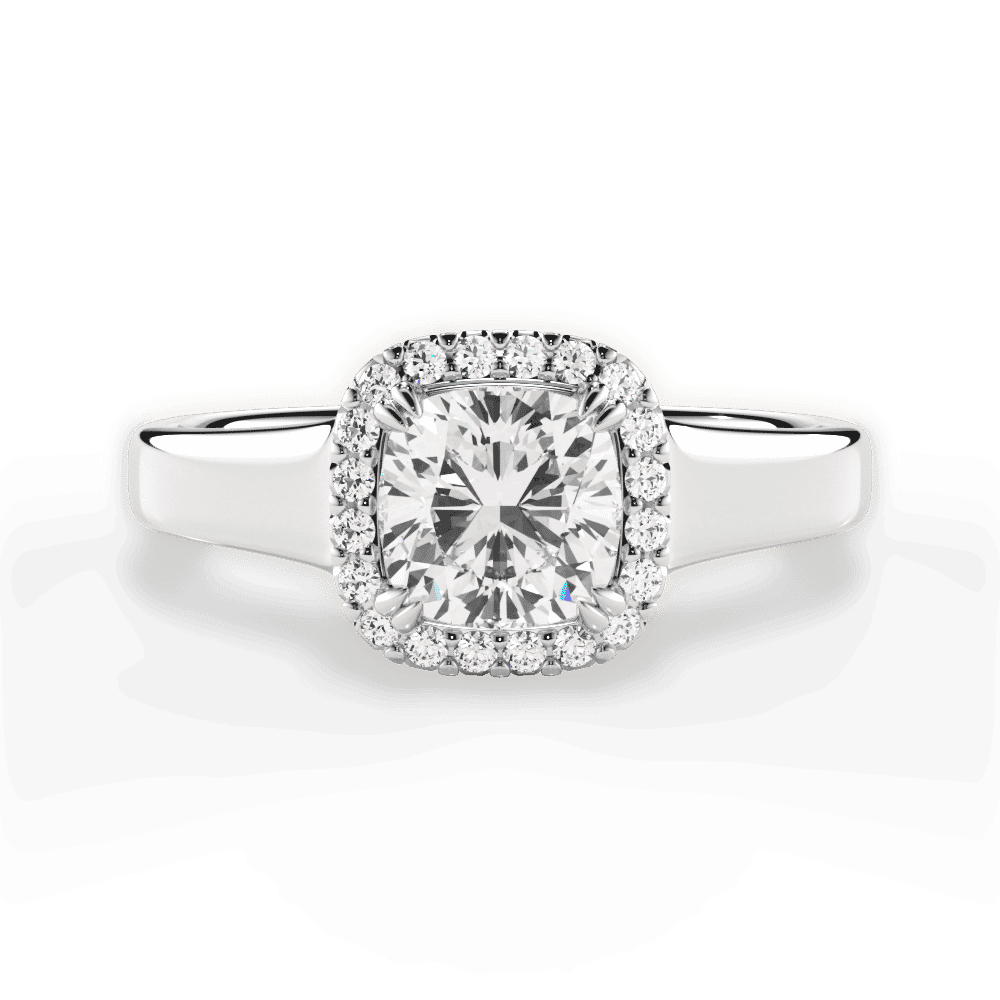 14kt White Gold/18kt White Gold/Platinum/cushion/top
