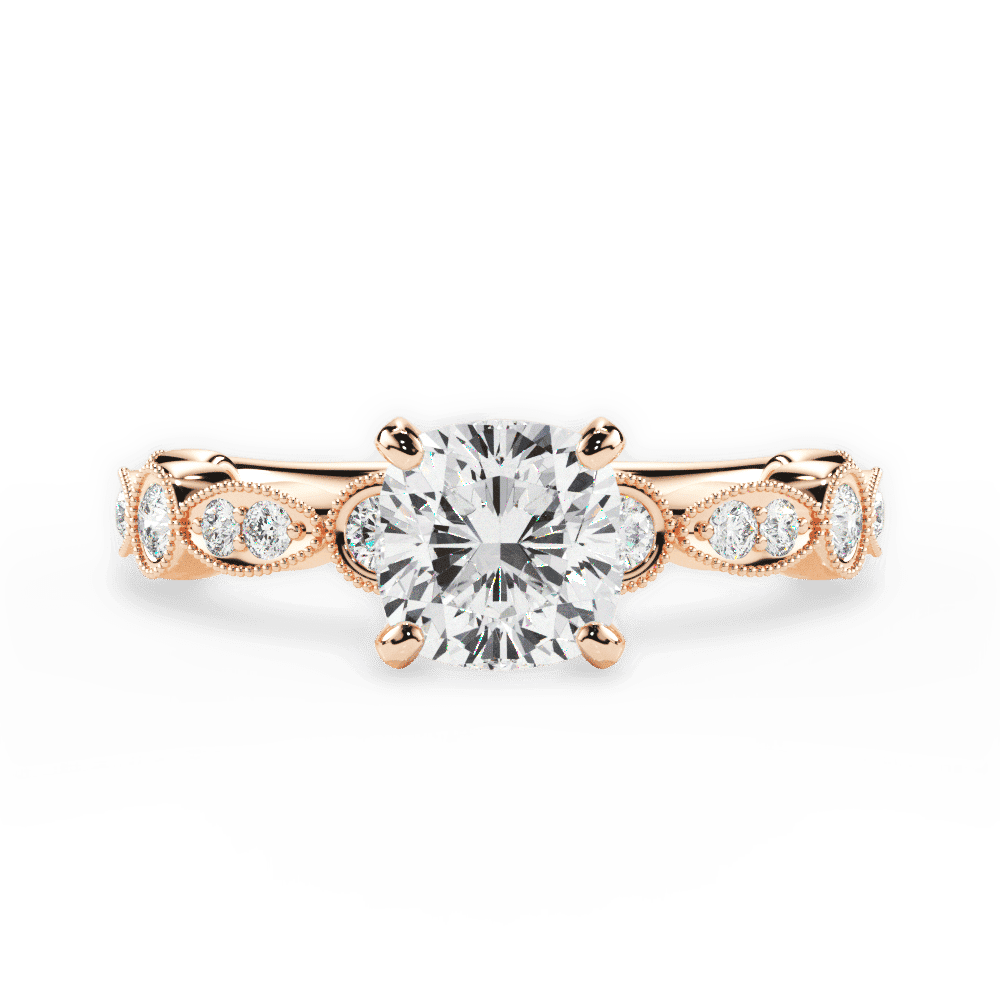 14kt Rose Gold/18kt Rose Gold/cushion/top