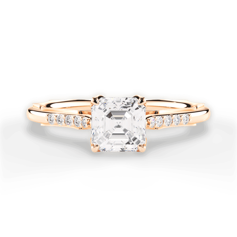 14kt Rose Gold/18kt Rose Gold/asscher/top