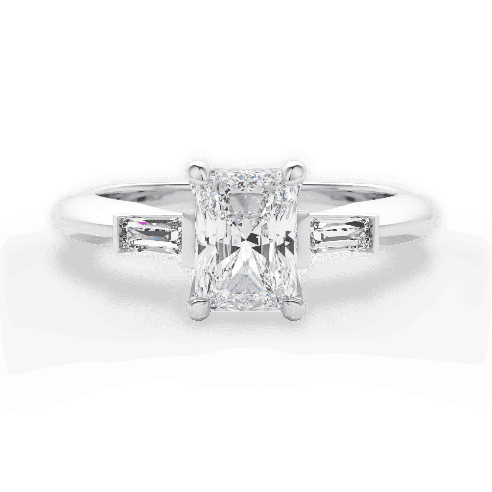 14kt White Gold/18kt White Gold/Platinum/radiant/top