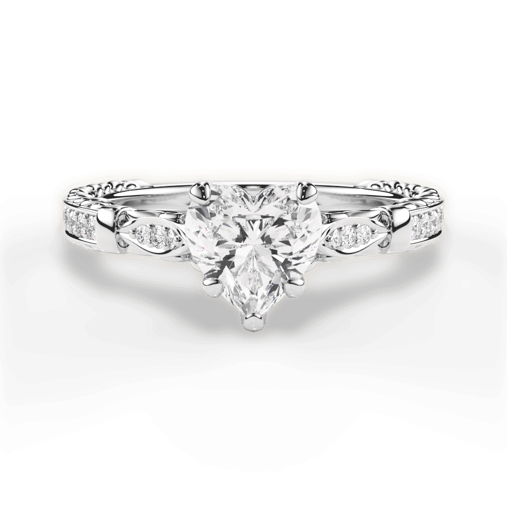 14kt White Gold/18kt White Gold/Platinum/heart/top