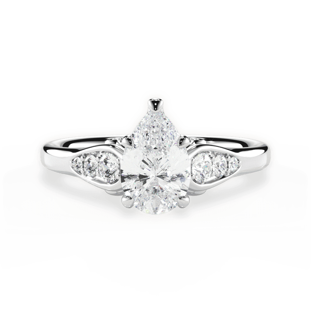 14kt White Gold/18kt White Gold/Platinum/pear/top