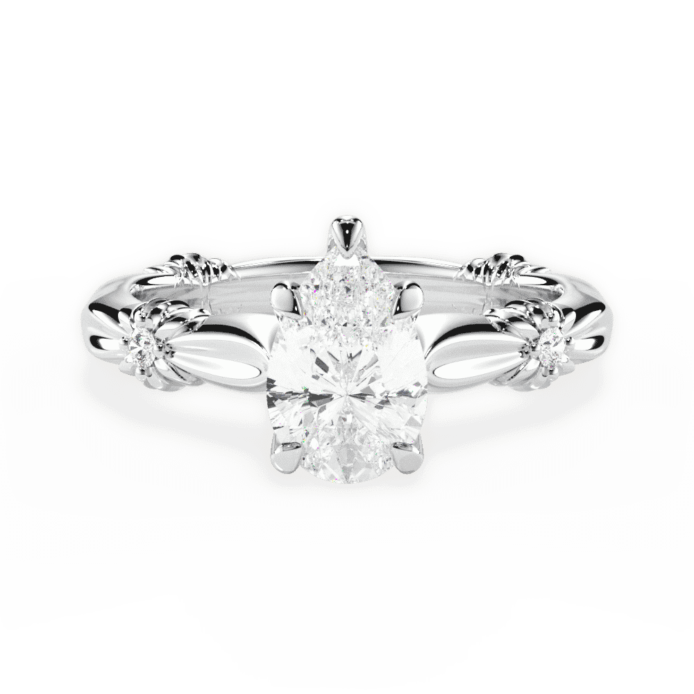 14kt White Gold/18kt White Gold/Platinum/pear/top