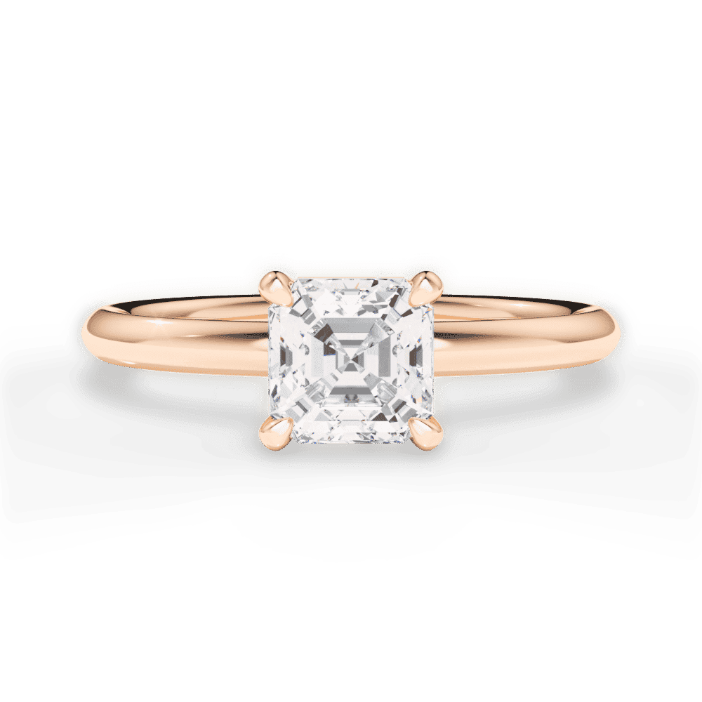 14kt Rose Gold/18kt Rose Gold/asscher/top