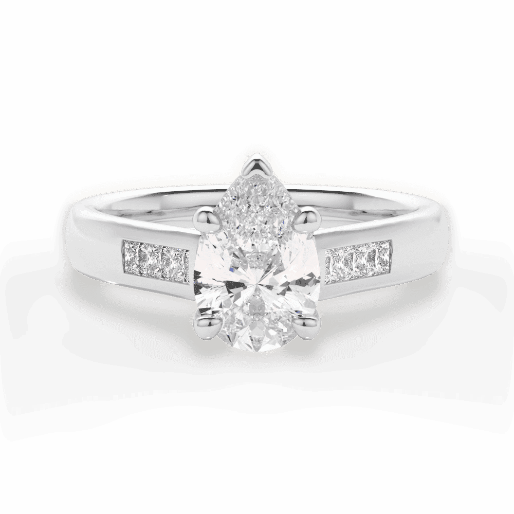 14kt White Gold/18kt White Gold/Platinum/pear/top
