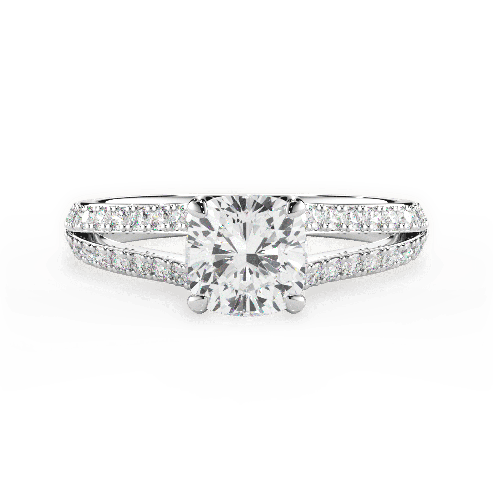 14kt White Gold/18kt White Gold/Platinum/cushion/top