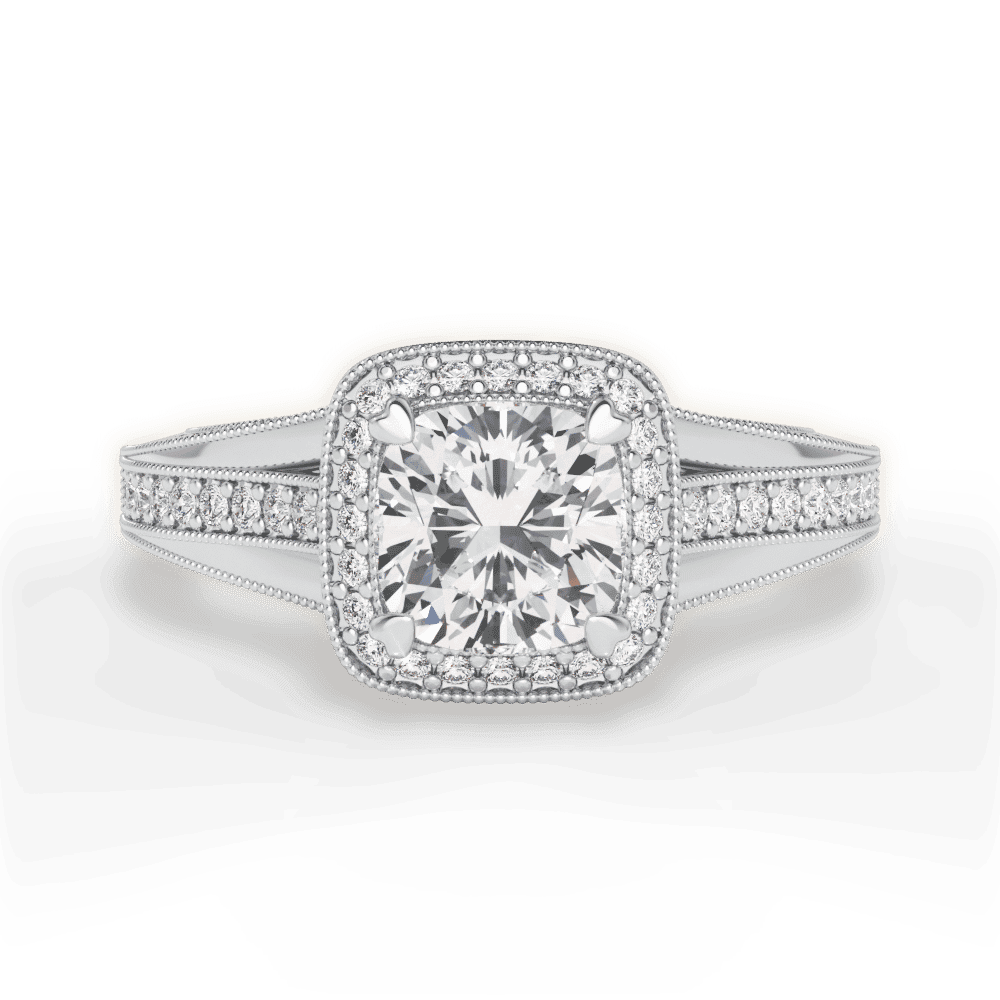 14kt White Gold/18kt White Gold/Platinum/cushion/top