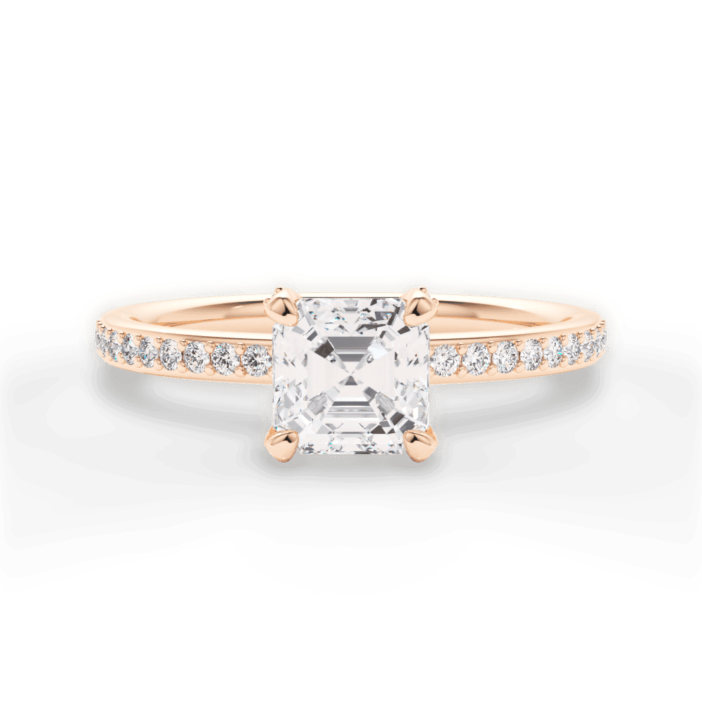 14kt Rose Gold/18kt Rose Gold/asscher/top