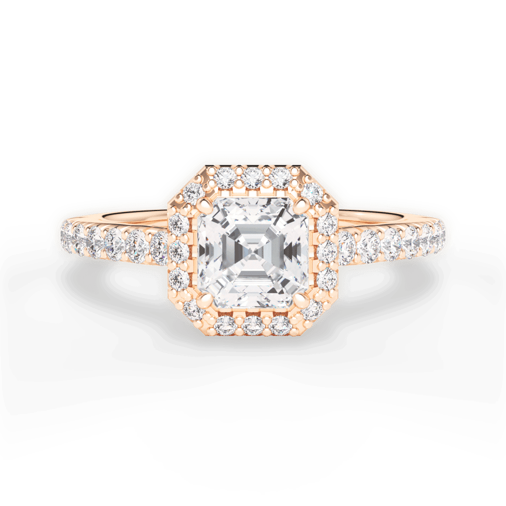 14kt Rose Gold/18kt Rose Gold/asscher/top