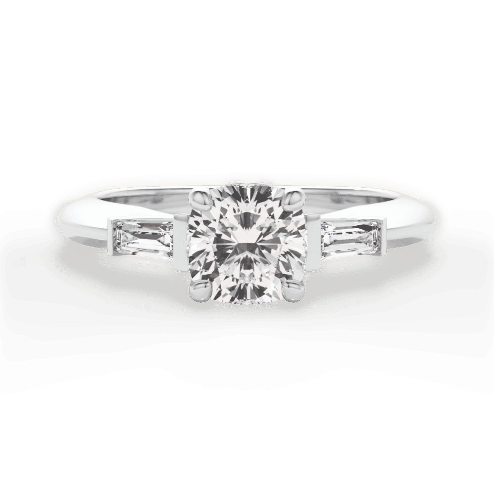 14kt White Gold/18kt White Gold/Platinum/cushion/top