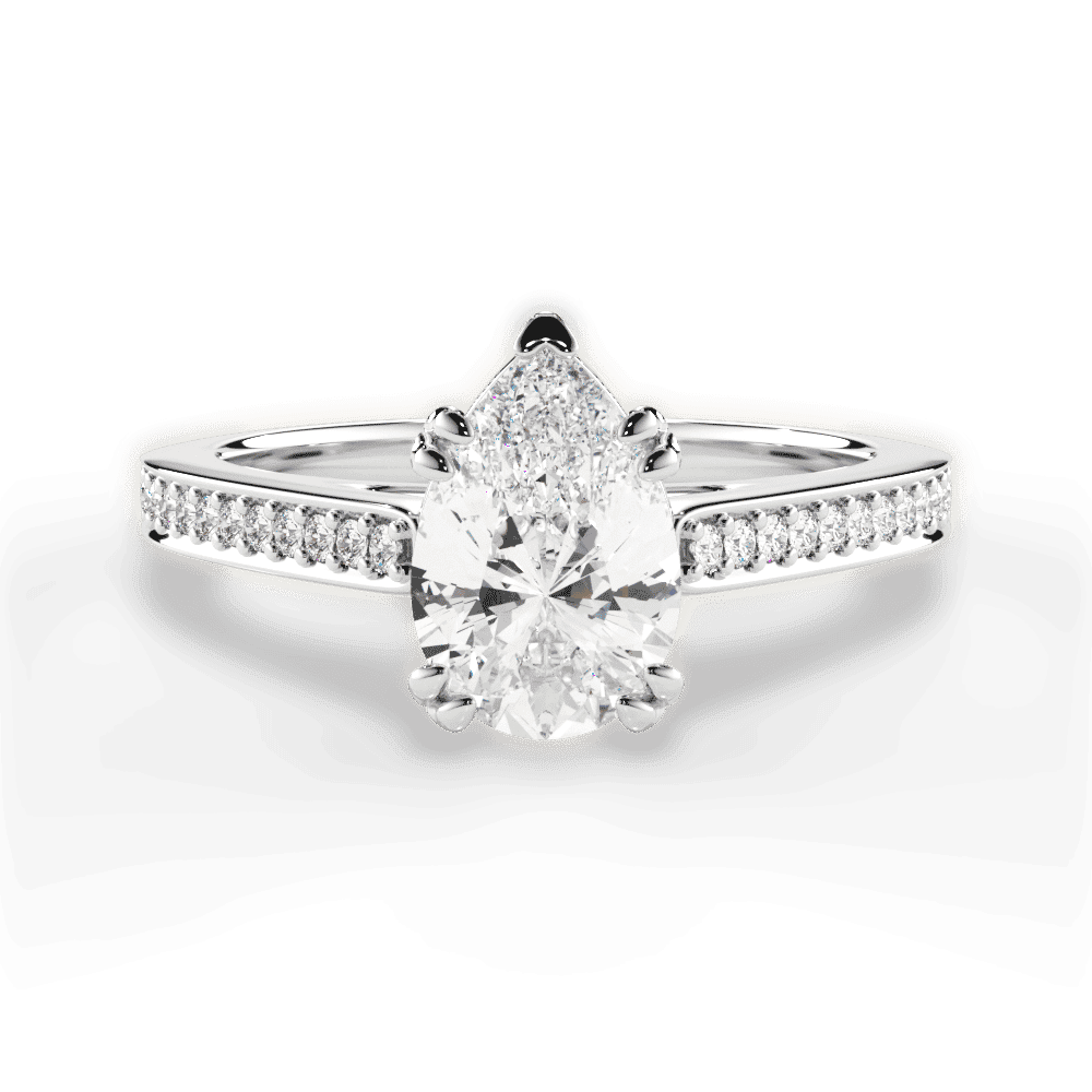 14kt White Gold/18kt White Gold/Platinum/pear/top