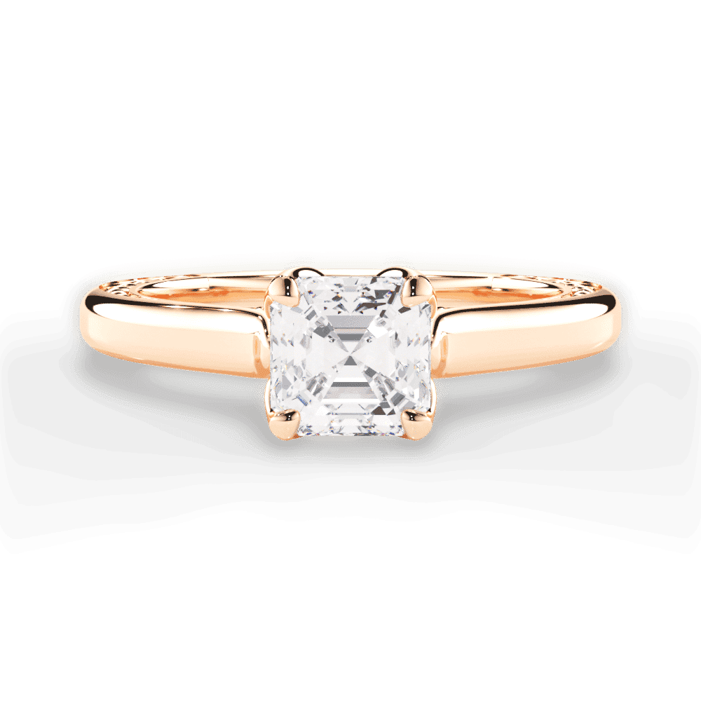 14kt Rose Gold/18kt Rose Gold/asscher/top