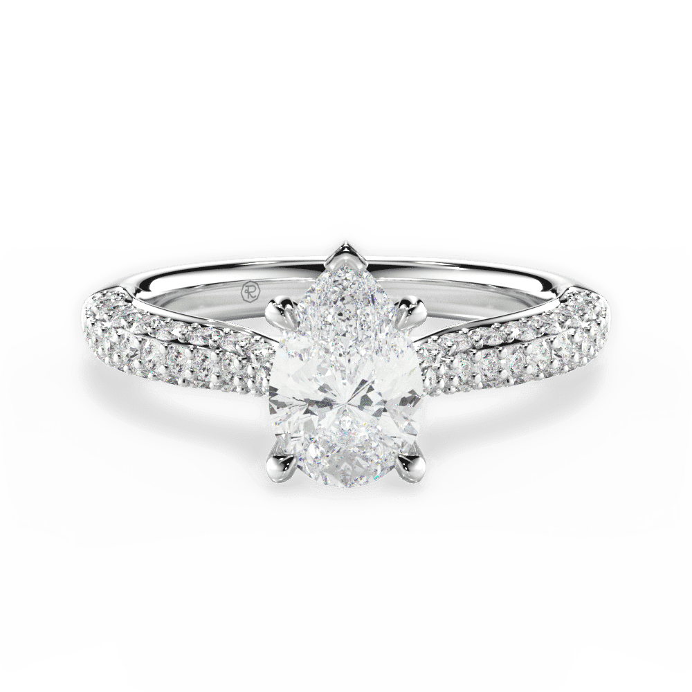 14kt White Gold/18kt White Gold/Platinum/pear/top