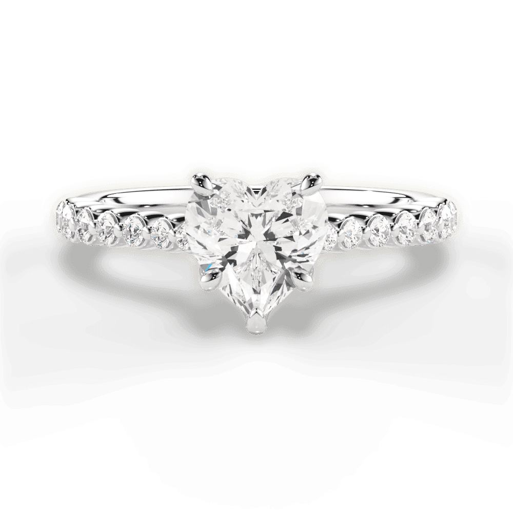 14kt White Gold/18kt White Gold/Platinum/heart/top