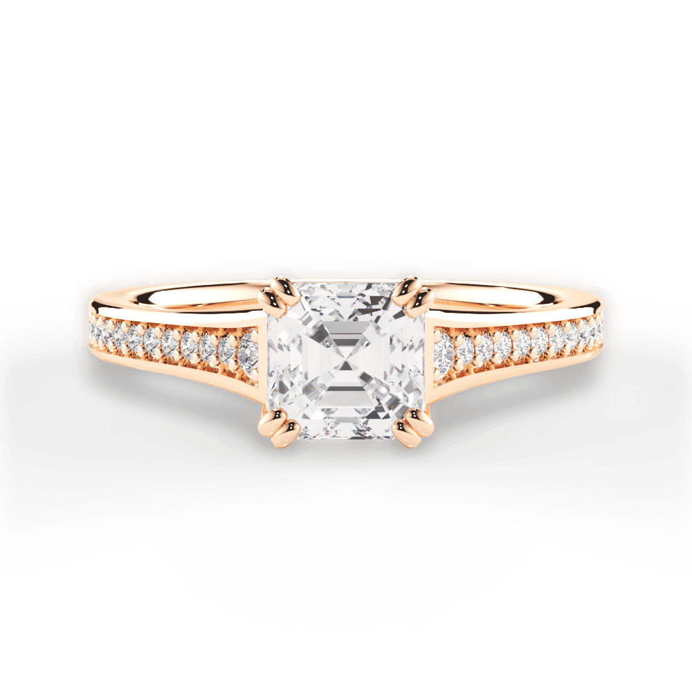 14kt Rose Gold/18kt Rose Gold/asscher/top