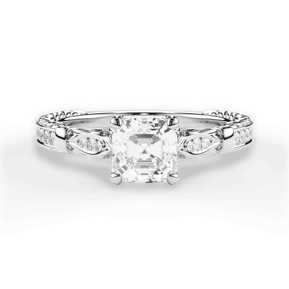 14kt White Gold/18kt White Gold/Platinum/asscher/top