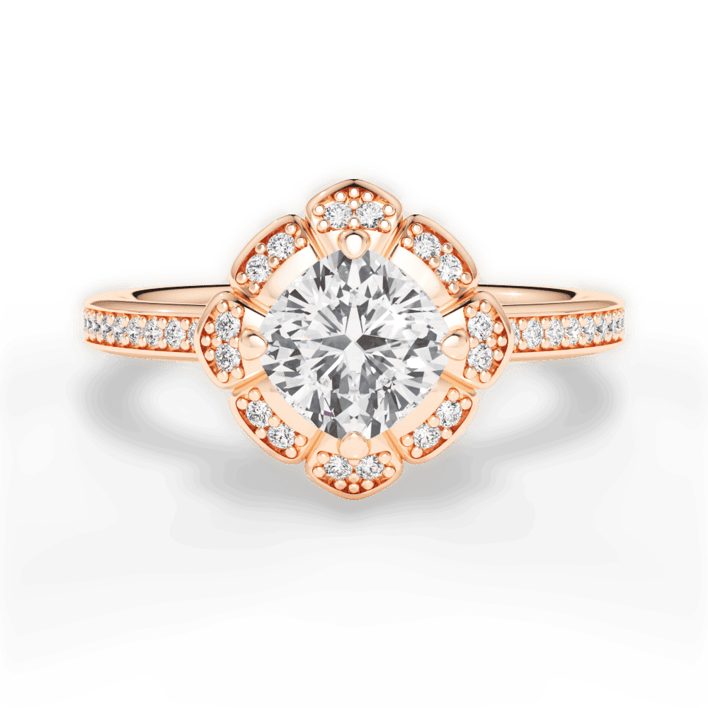 14kt Rose Gold/18kt Rose Gold/cushion/top