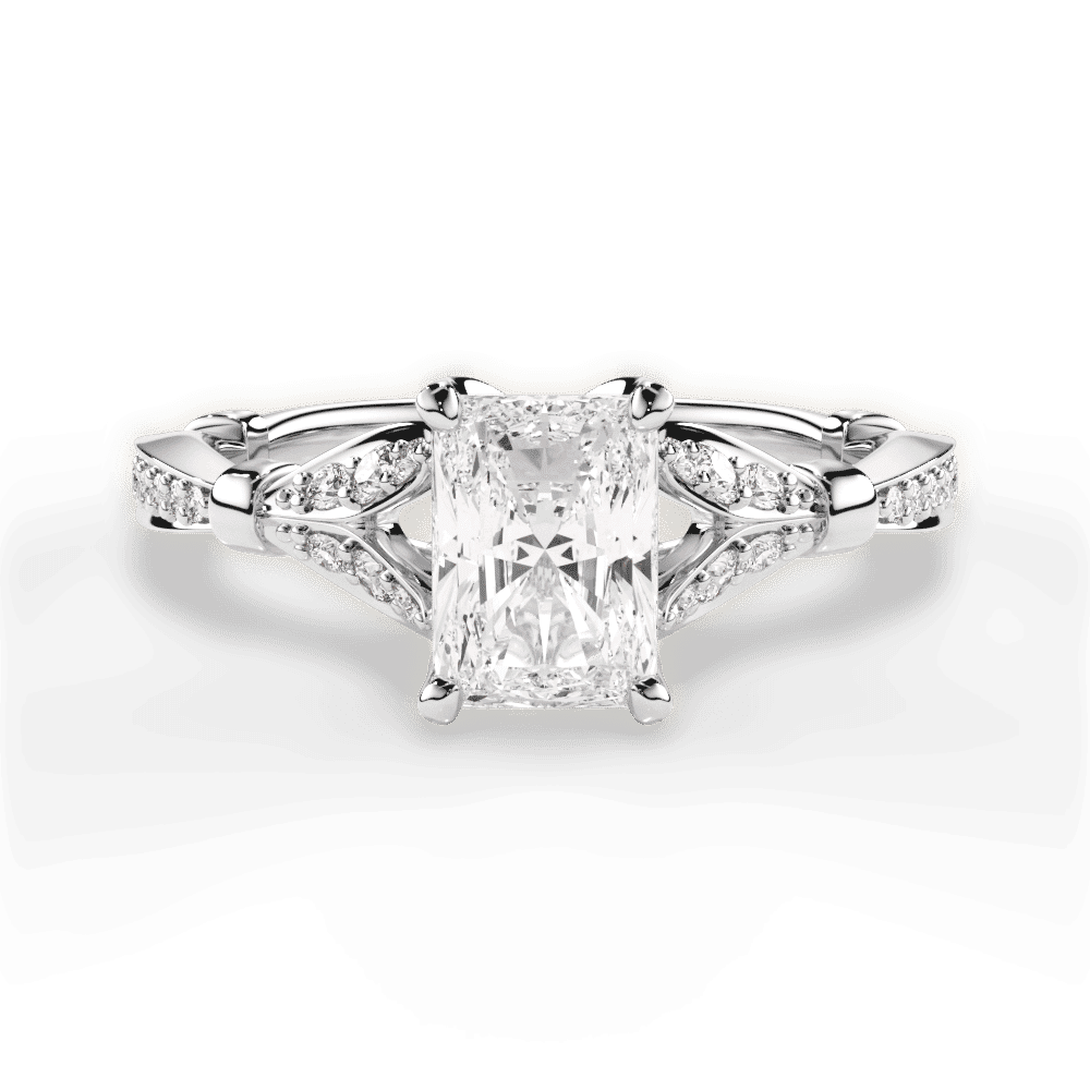 14kt White Gold/18kt White Gold/Platinum/radiant/top