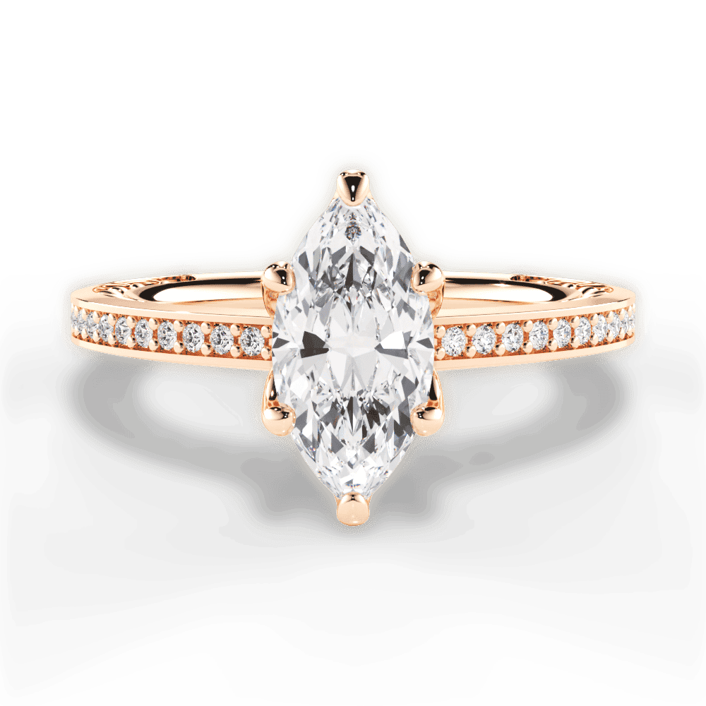 14kt Rose Gold/18kt Rose Gold/marquise/top