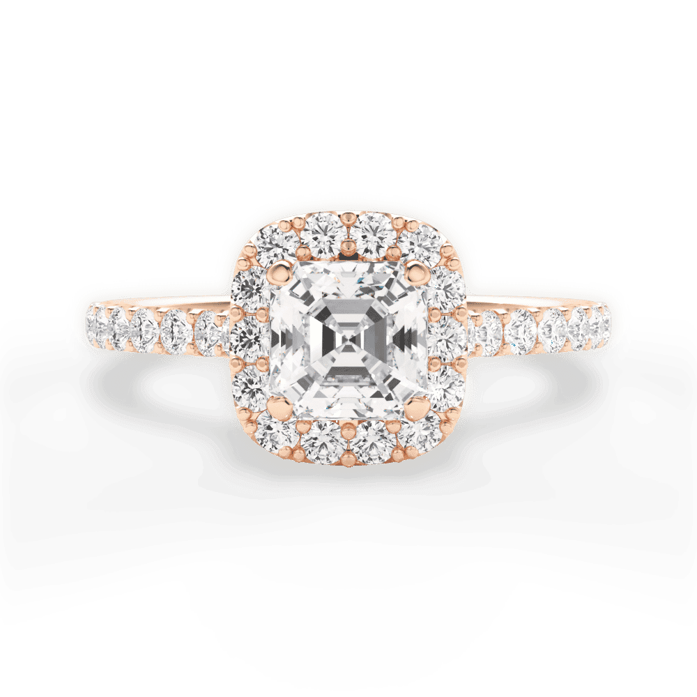 14kt Rose Gold/18kt Rose Gold/asscher/top