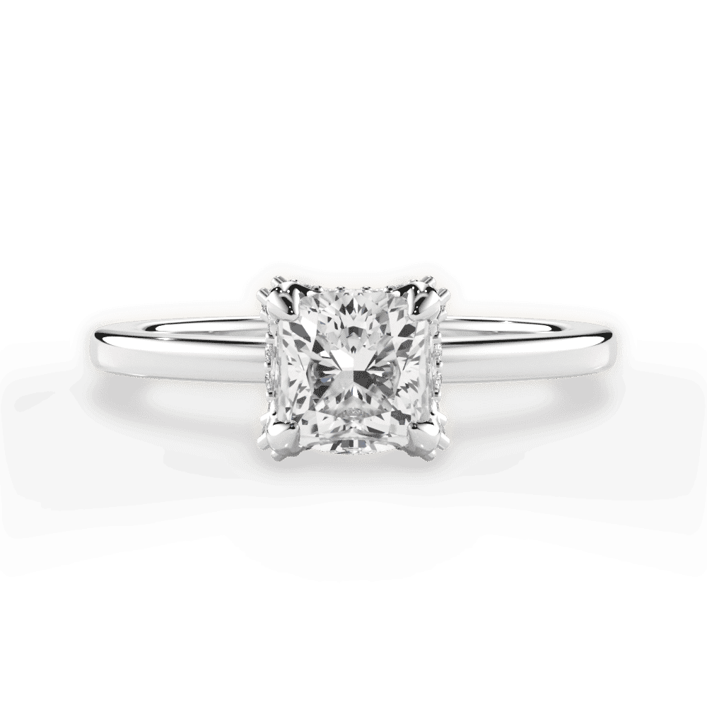 14kt White Gold/18kt White Gold/Platinum/cushion/top