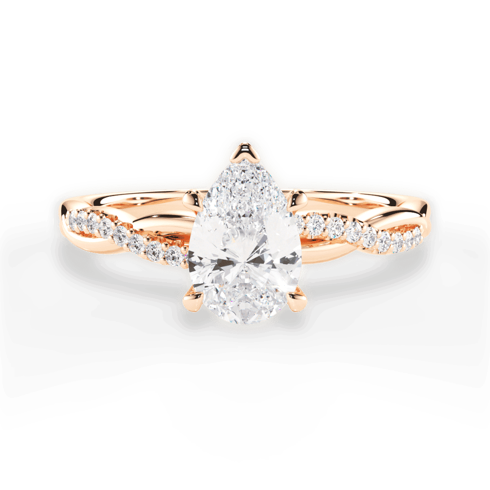 14kt Rose Gold/18kt Rose Gold/pear/top