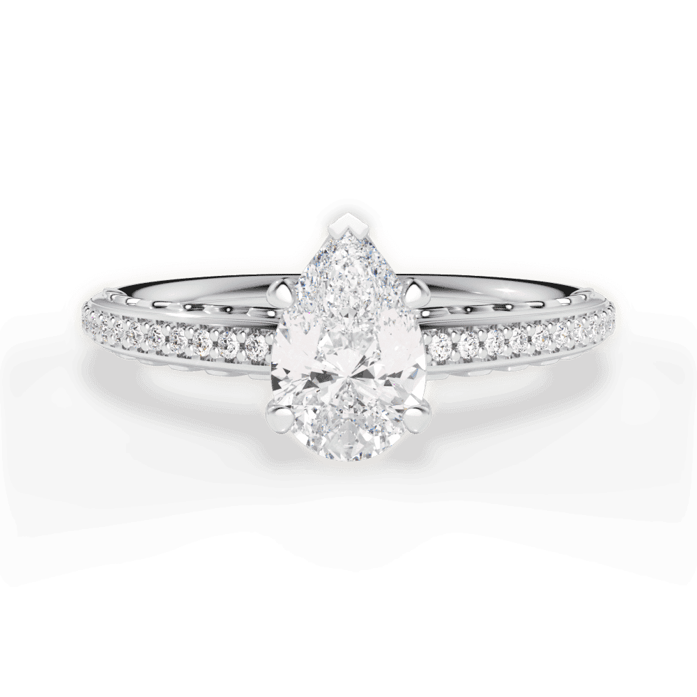 14kt White Gold/18kt White Gold/Platinum/pear/top