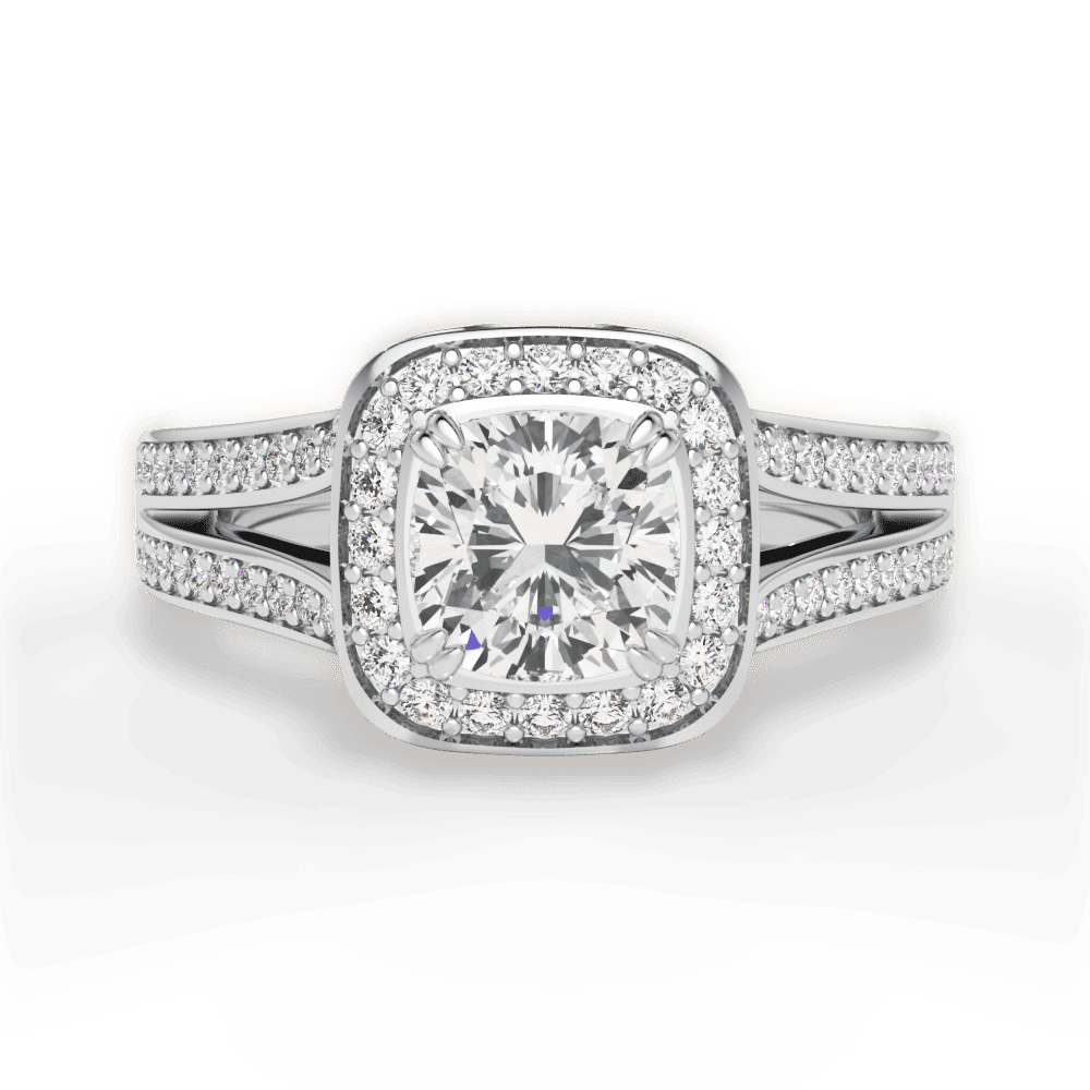 14kt White Gold/18kt White Gold/Platinum/cushion/top