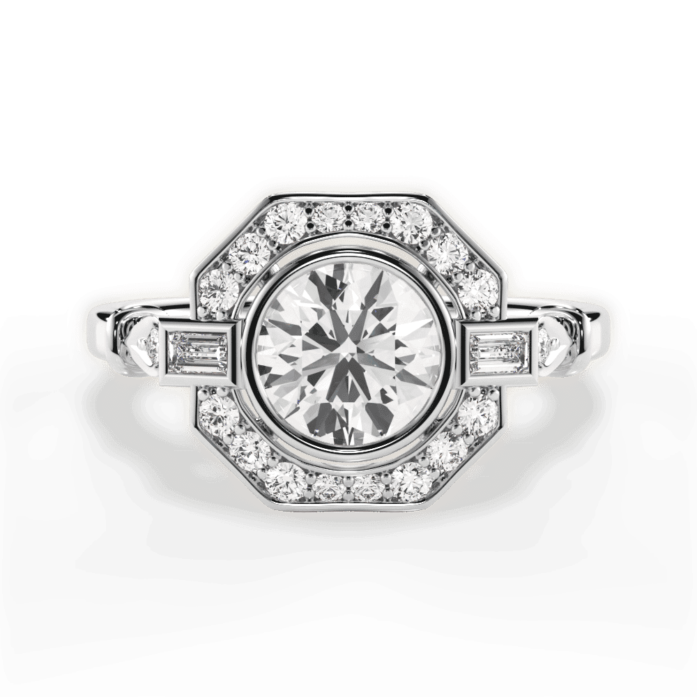 14kt White Gold/18kt White Gold/Platinum/round/top