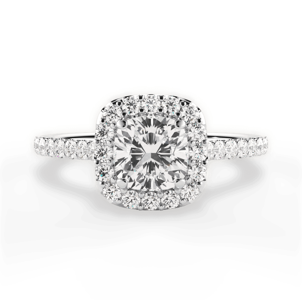 14kt White Gold/18kt White Gold/Platinum/cushion/top