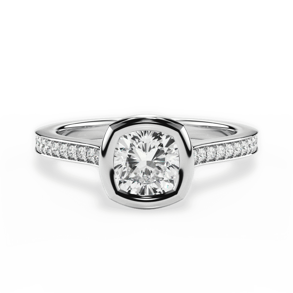14kt White Gold/18kt White Gold/Platinum/cushion/top
