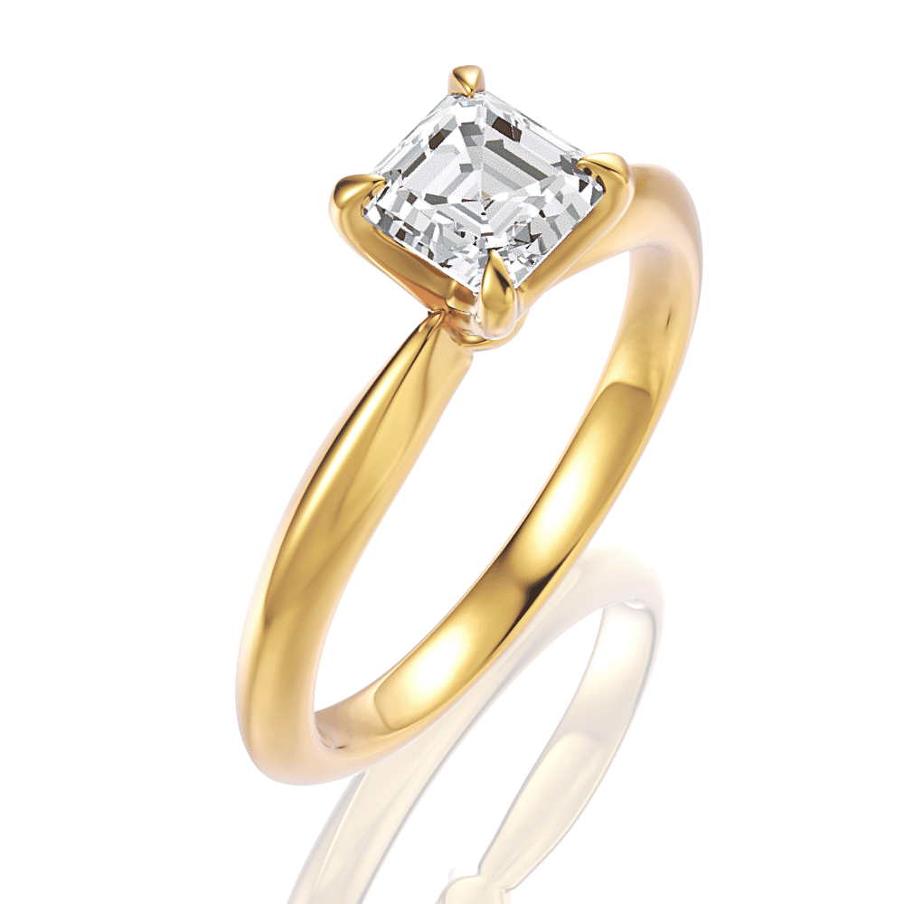 14kt yellow gold/18kt yellow gold/asscher/perspective