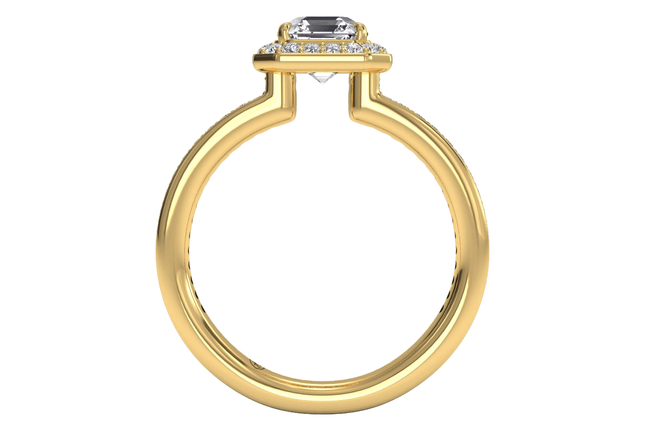 18kt yellow gold/asscher/front