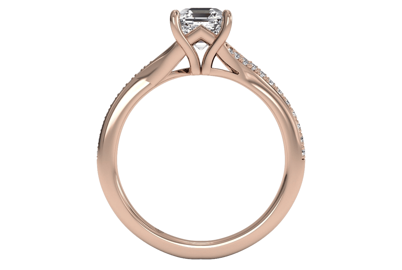 18kt Rose Gold / Asscher / Front
