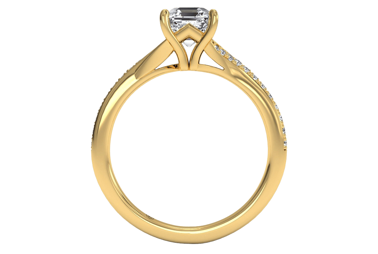18kt Yellow Gold / Asscher / Front