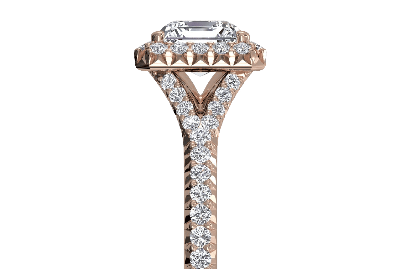 18kt rose gold/asscher/side