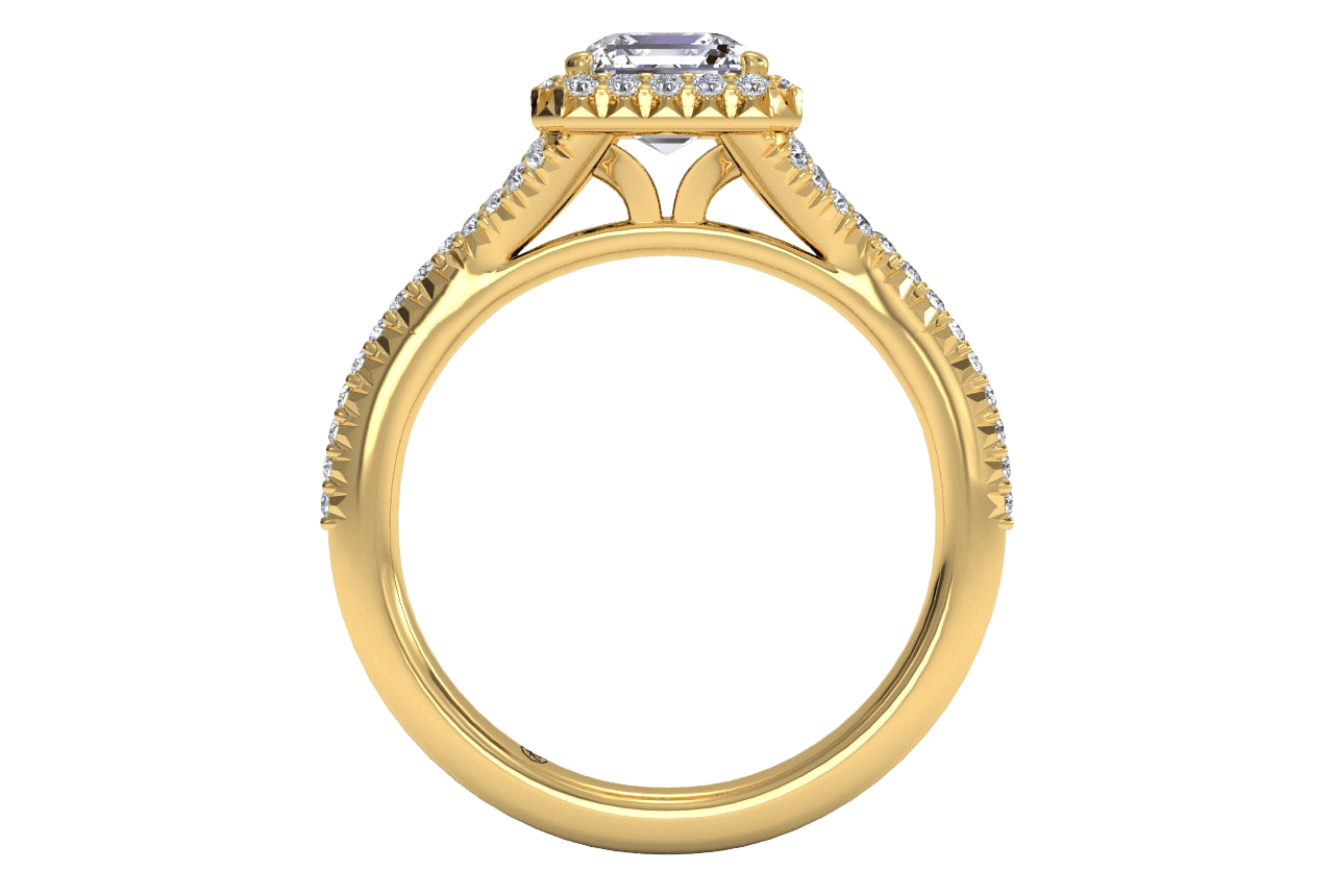 18kt yellow gold/asscher/front