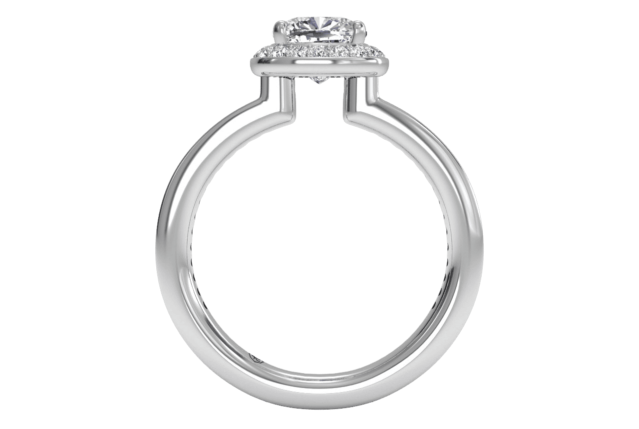 14kt white gold/cushion/front