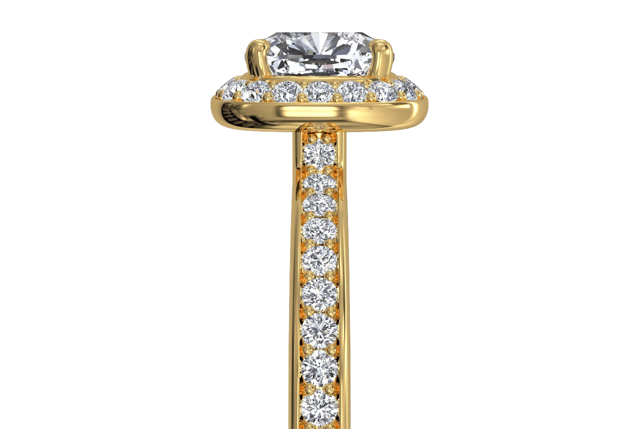 18kt yellow gold/cushion/side