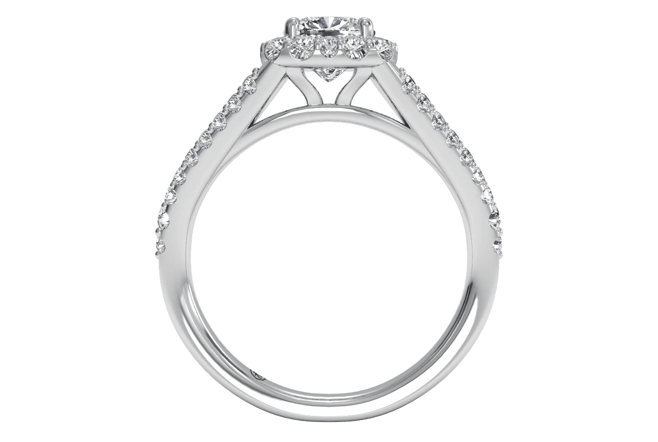 14kt white gold/18kt white gold/platinum/cushion/front