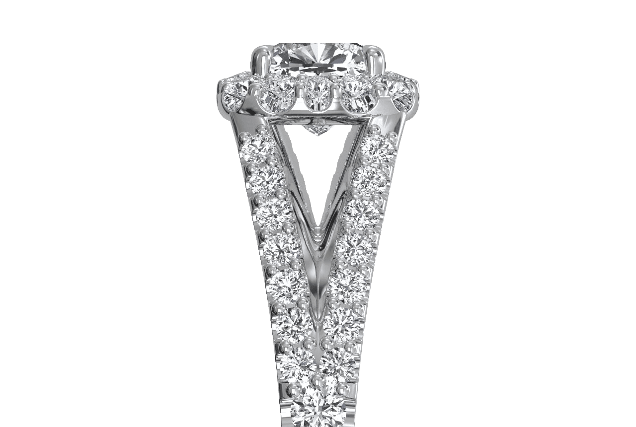 14kt white gold/18kt white gold/platinum/cushion/side
