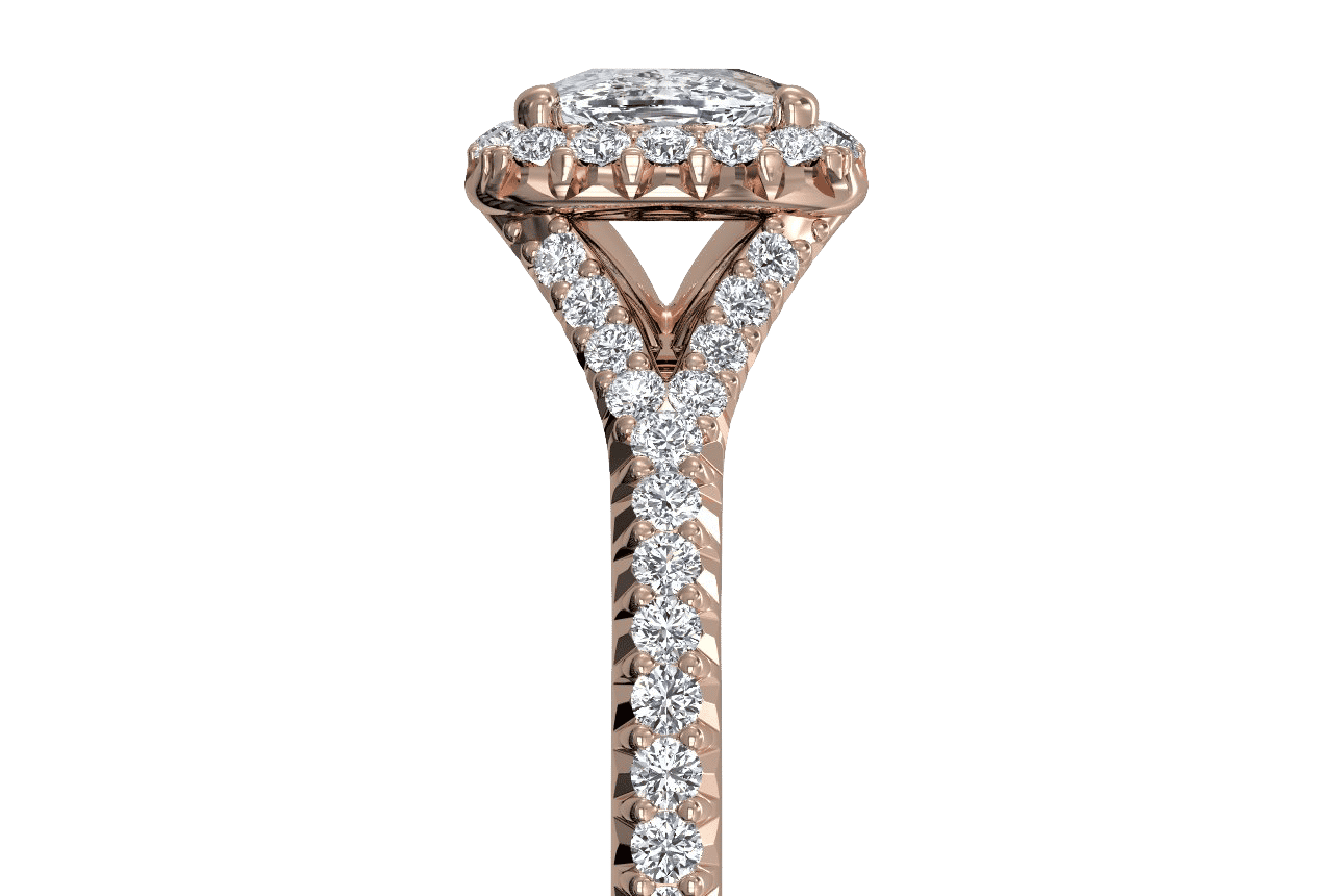18kt rose gold/cushion/side