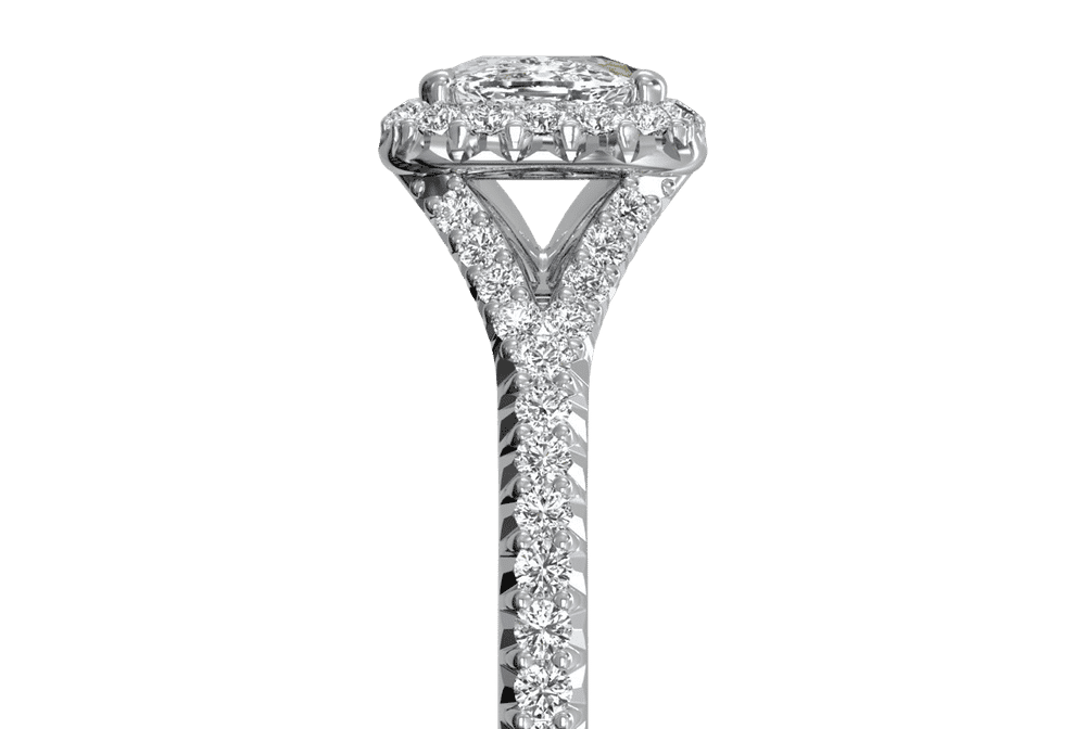 14kt white gold/18kt white gold/platinum/cushion/side