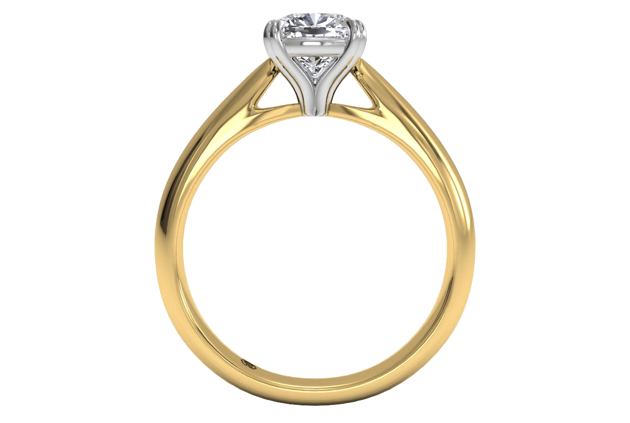 18kt yellow gold/cushion/front