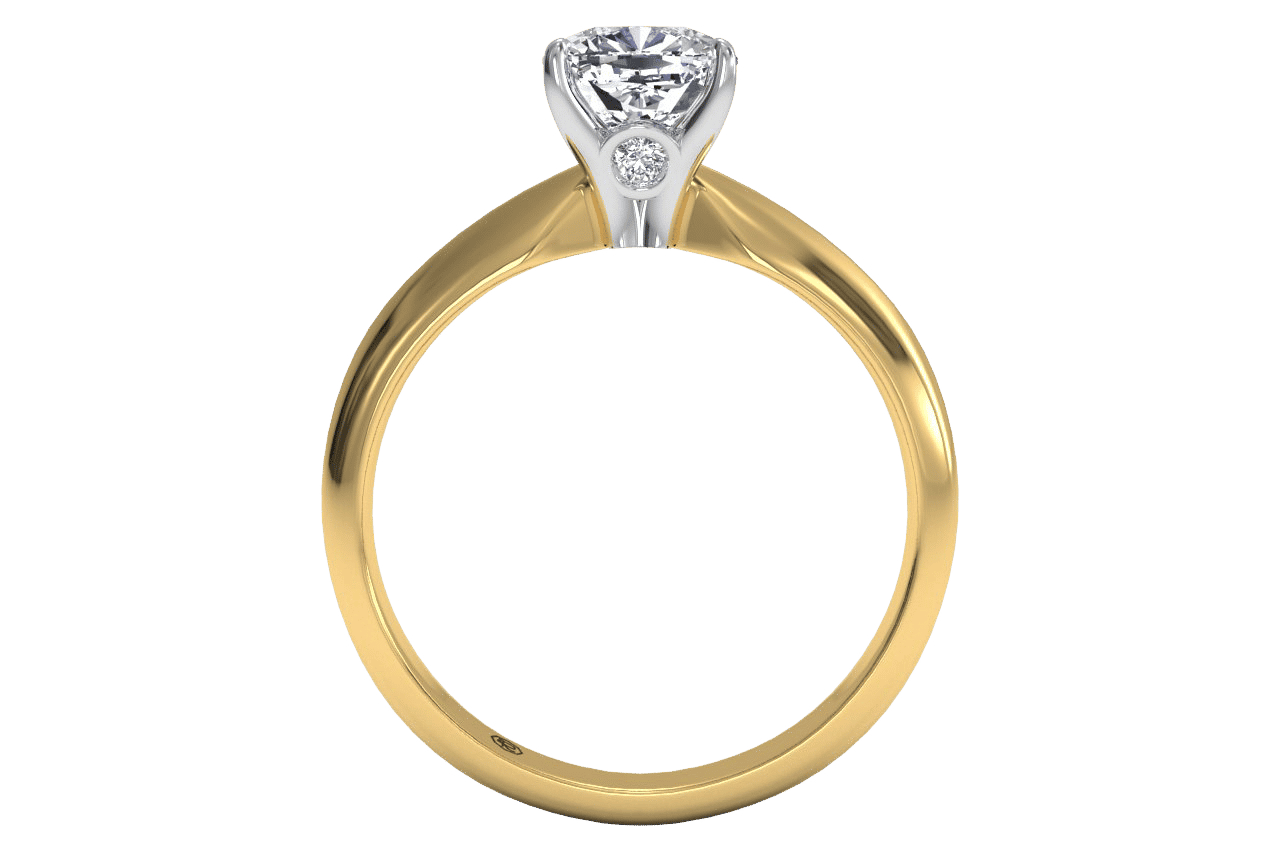 18kt yellow gold/cushion/front