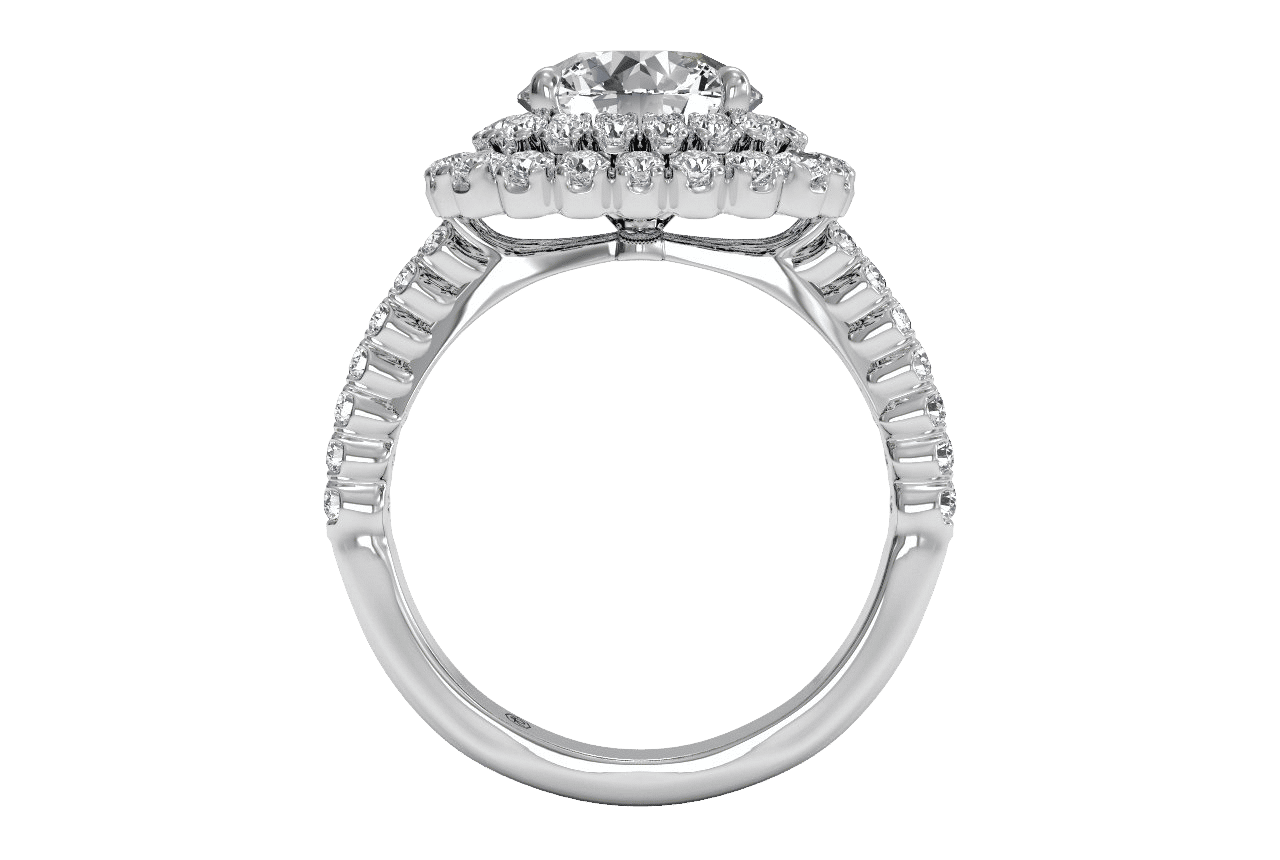 14kt White Gold / Round / Front