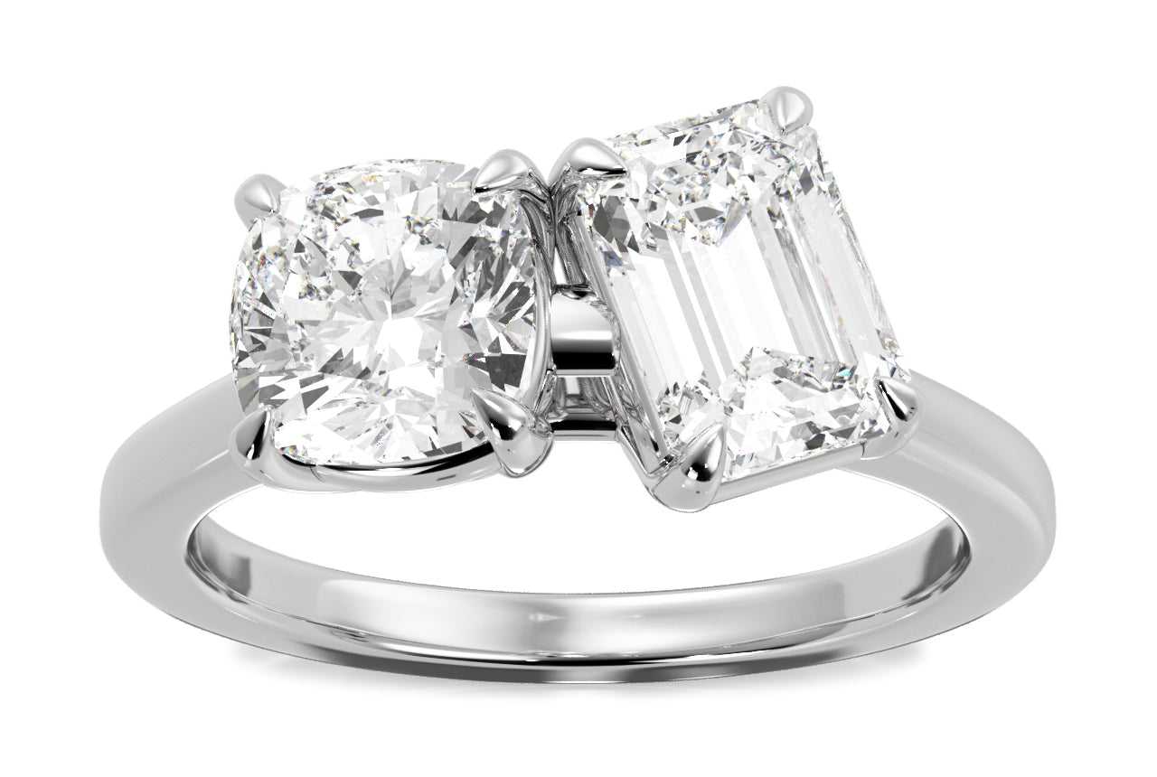 14kt white gold/18kt white gold/platinum/emerald/0.50 ctw/0.75 ctw/1.00 ctw/front