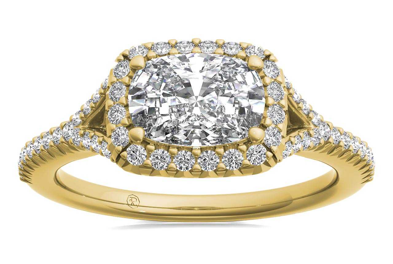 18kt yellow gold/cushion/front