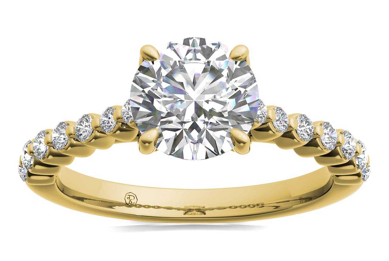 18kt yellow gold/round/cushion/princess/radiant/oval/emerald/front