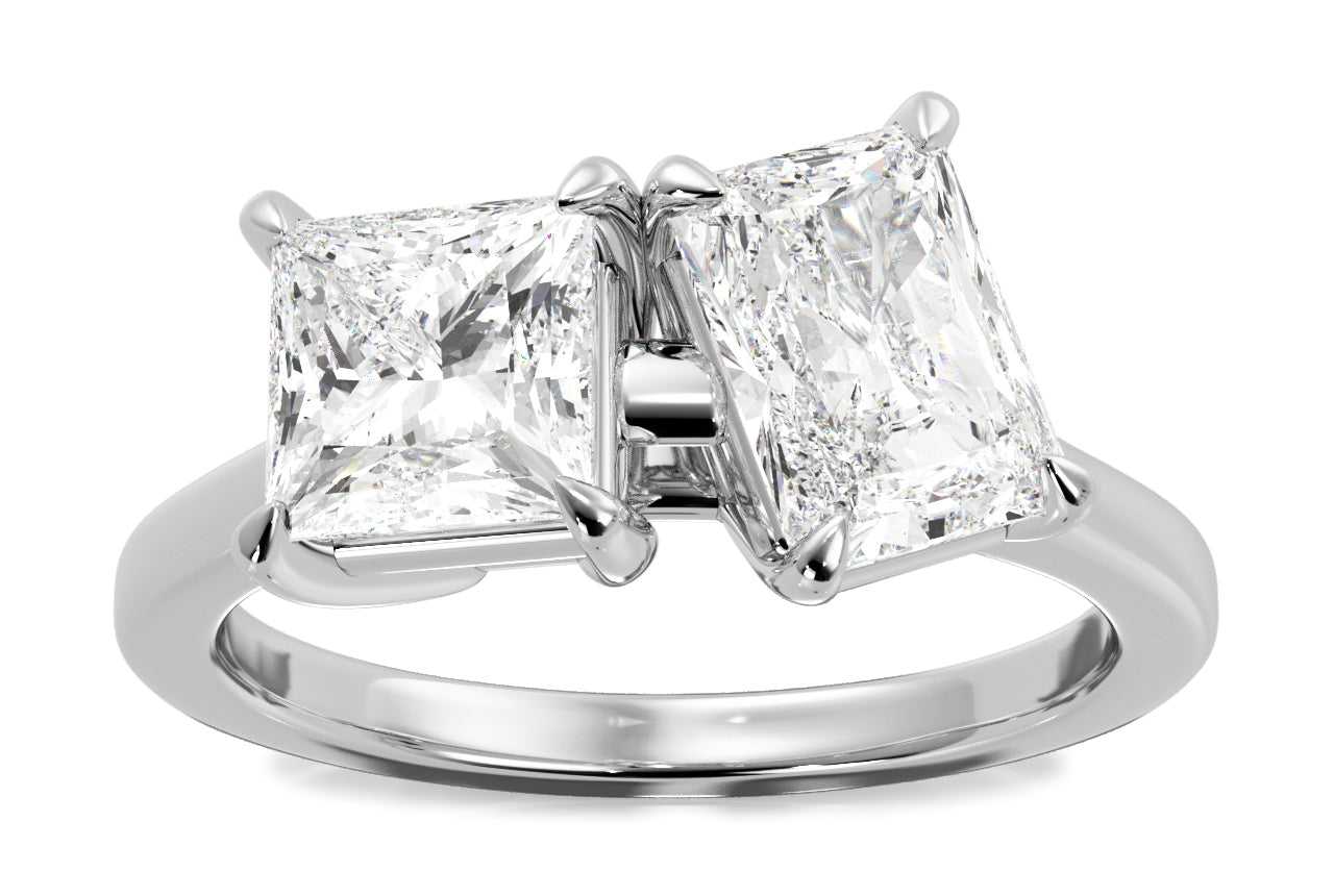 14kt white gold/18kt white gold/platinum/radiant/0.50 ctw/0.75 ctw/1.00 ctw/front